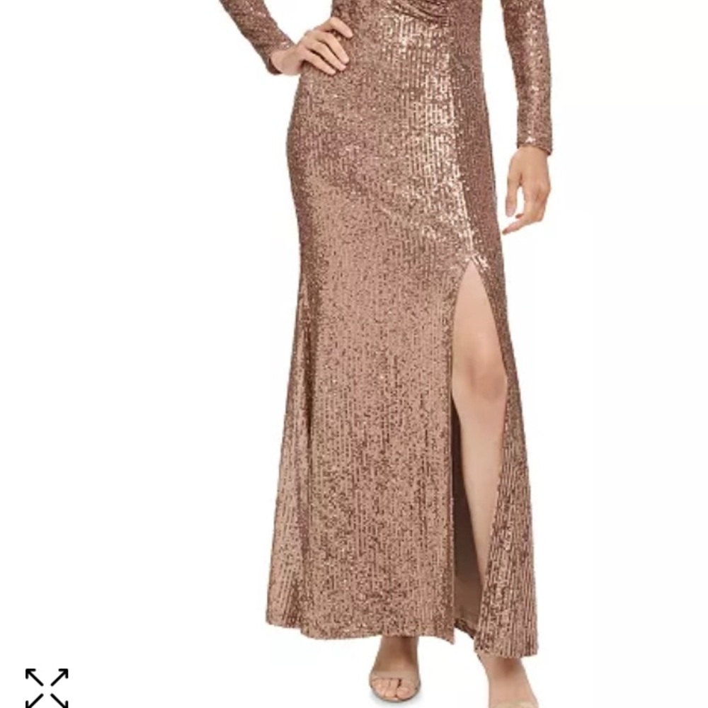 Eliza J Gold Sequin Trumpet Maxi Dress